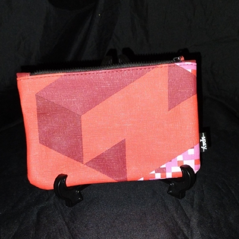 Ipsy Vibrant Red and Pink Geometric Glam Bag